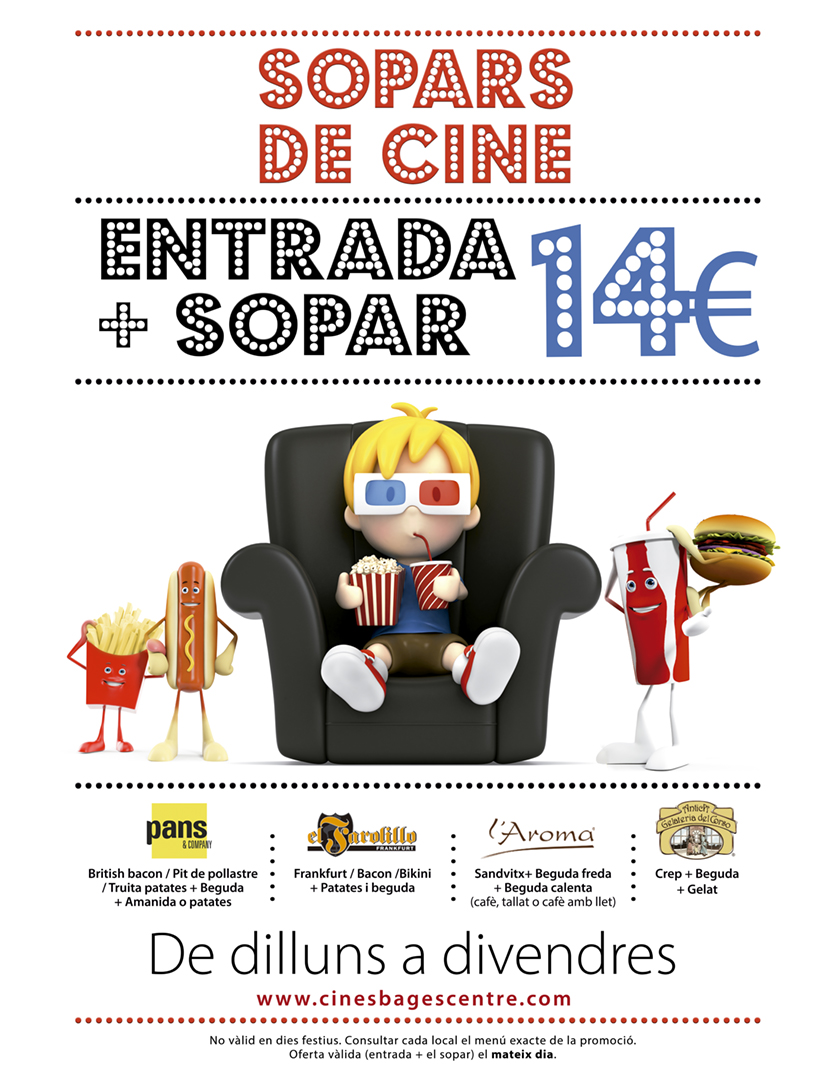 Sopars de cine - 13,50€ entrada + sopar